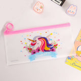 Cute Unicorn Print Transparent Pen Pencil Pouch For Girls
