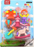Circus Theme Erasers Set For Kids, Amusement Park, Clown, Ferris Wheel, Horse Erasers Set