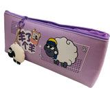 Sheep Pencil Pouch With Cute Sheep Keychain Hanging For Kids Portable Zipped Stationery & Accessories Holder Storage Organizer For School Students