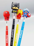 Cool Superhero Astro Stationery Birthday Gift Pack, Birthday Party Presents Astro Pouch, Sharpener, Miniature Eraser With Superhero Fancy Pencil