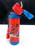 Spiderman Themed Plastic School Water bottle with Silicon Straw and Strap