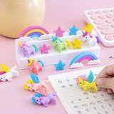 Unicorn Rainbow Fancy Pencil Erasers Set For Kids