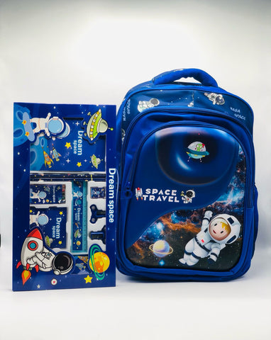 Space Theme 2-in-1 School Set – Backpack & Stationery Kit Combo for Boys