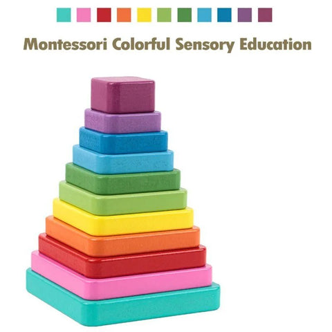 Rainbow Wooden Stacking Tower – Hidden Square Toy