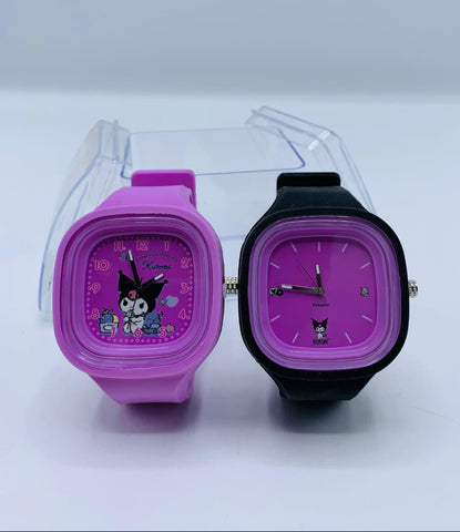 Kuromi Square Dial Analog Wrist Watch – Cute Character Watch for Girls