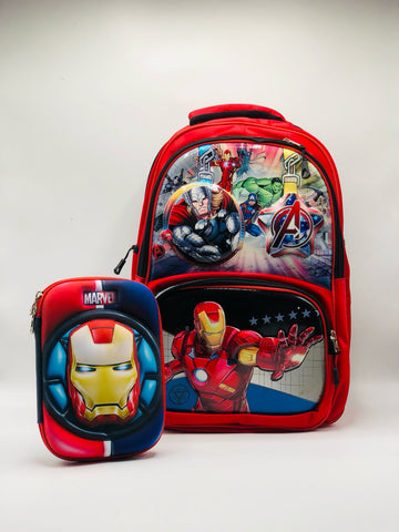 Iron man 2-in-1 School Set – pouch & Bag Combo for Boys
