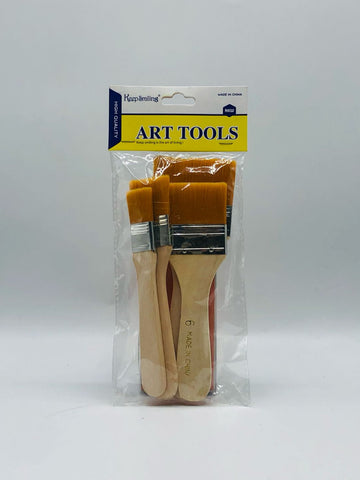 Flat Paint Brush Set – 4-Piece Wooden Handle Brushes for Art & Craft