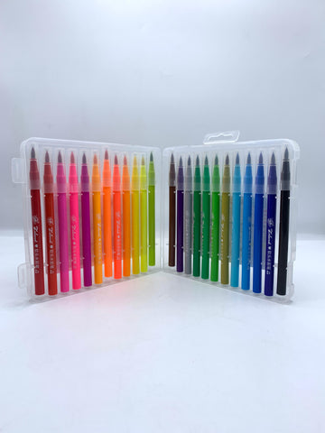 24-Color Soft Tip Brush Marker Set - Watercolor Art Pens