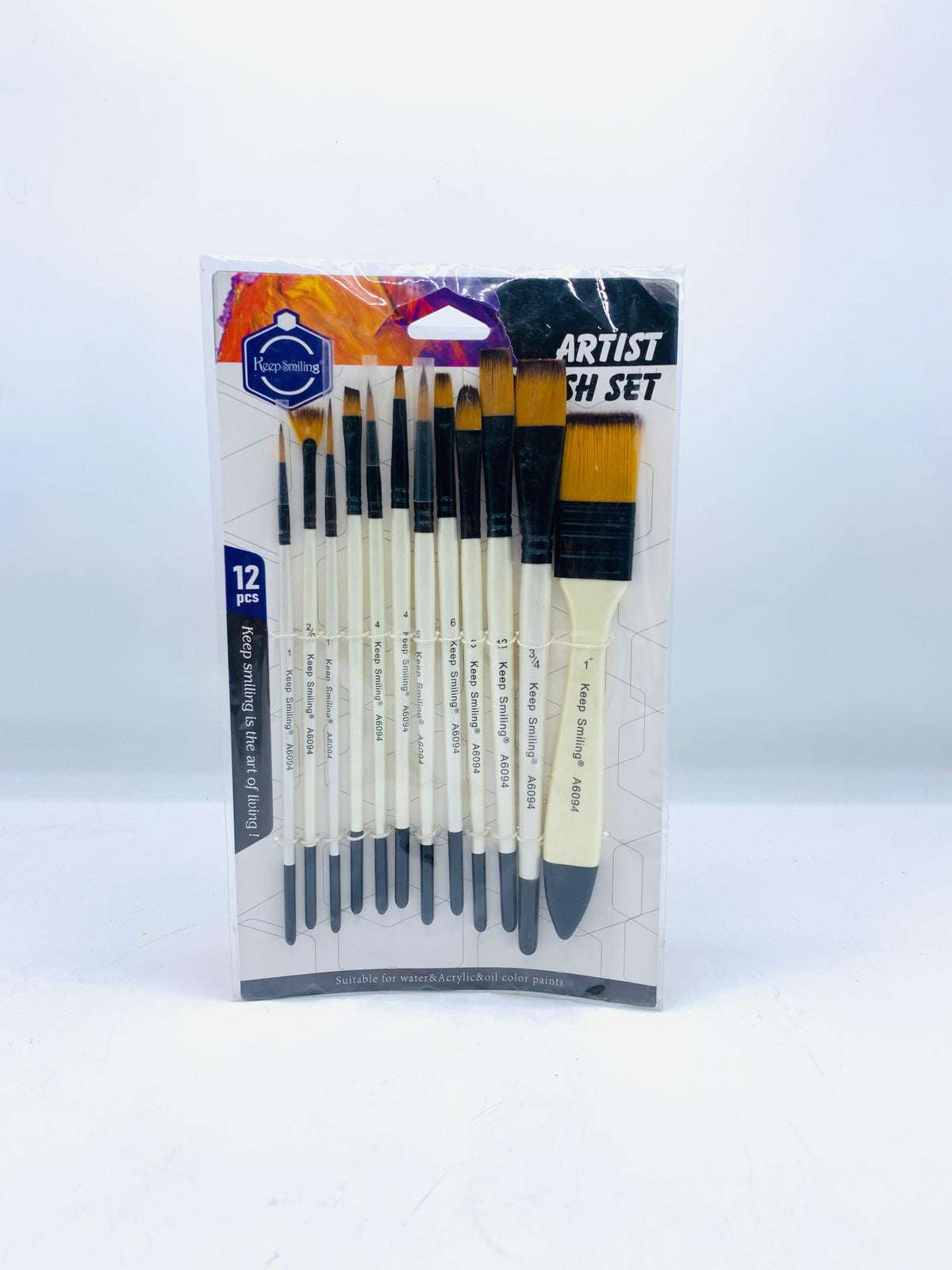 12-Piece Keep Smiling Professional Artist Brush Set - Multi-Media Painting