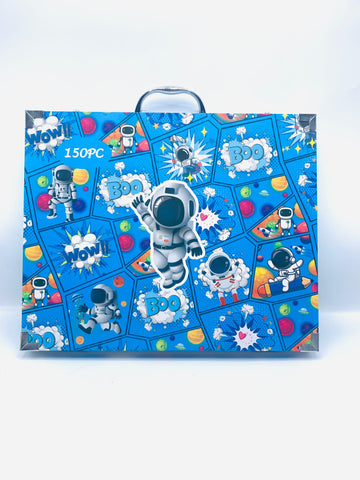 150-Piece Kids Art & Coloring Space Suitcase Set – Creative Drawing Kit