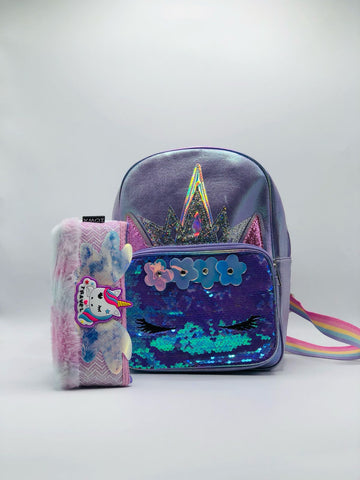 Unicorn 2-in-1 School Set – Enchanted Backpack & Cozy Fleece Pouch for Girls