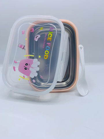 "Nice Food" Cartoon Stainless Steel Lunch Box for Kids