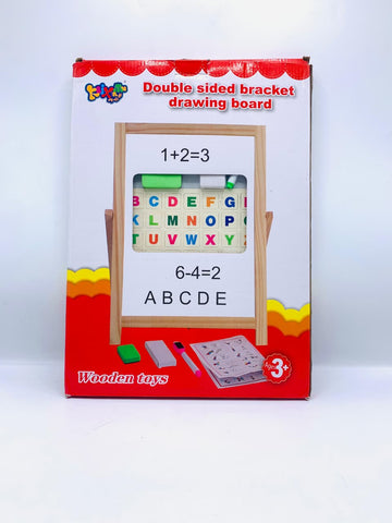 Double-Sided Wooden Bracket Drawing Board with Letters & Numbers