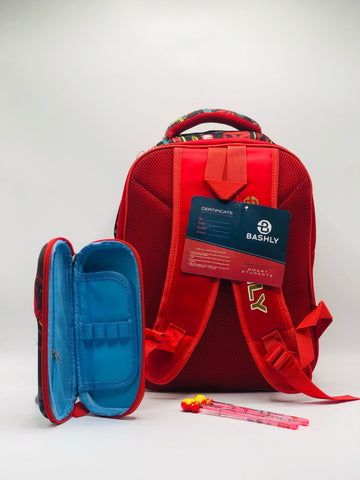 Iron man Theme 3-in-1 School Set – Backpack, Pouch & 2 sika Pencil Combo for Boys