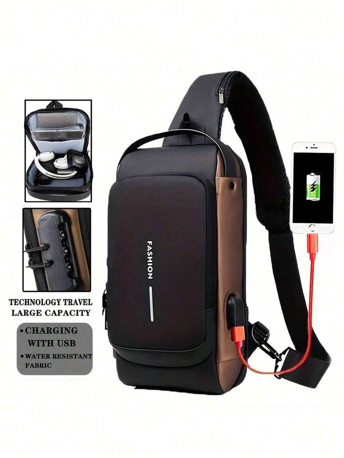 New Imported Fashion Anti-Theft Sling Shoulder Bag, Waterproof with Password Lock for Unisex