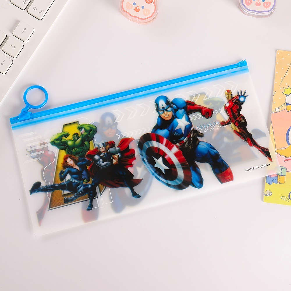 Cool Cartoon Print Transparent Pen Pencil Pouch For Boy Avengers Print Clear Pencil Zipper
