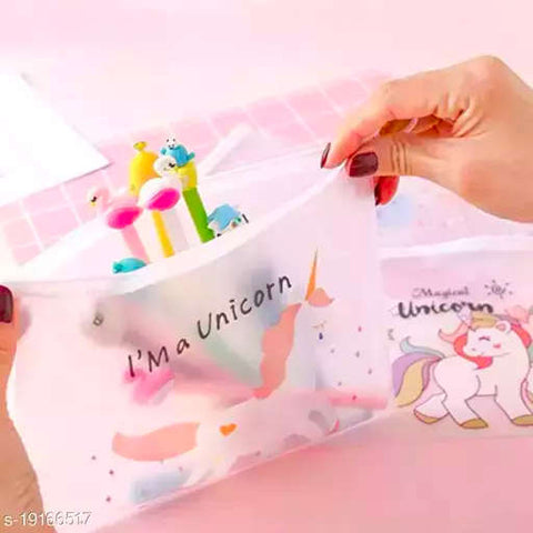 Cool Cartoon Print Transparent Pen Pencil Pouch For Boy And Girls, Clear Stationery Storage Zipper Bags For School & College