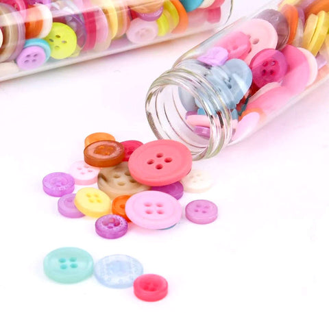 Diy Craft Buttons Colorful Round Shape In Jar