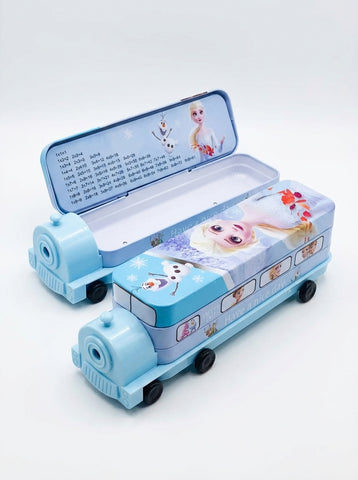 Frozen Train Theme Steel Geometry Box – With Pen Holders & Number Table