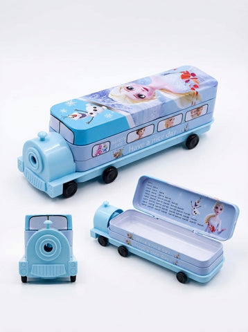 Frozen Train Theme Steel Geometry Box – With Pen Holders & Number Table