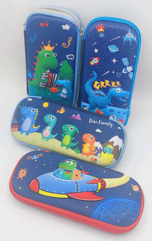 Dinosaur Birthday Gift School Essential Bundle For Kids, Dino Lunch Box And Stationery Pouch With Circus Erasers Set