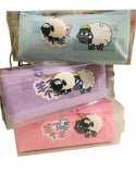 Sheep Pencil Pouch With Cute Sheep Keychain Hanging For Kids Portable Zipped Stationery & Accessories Holder Storage Organizer For School Students