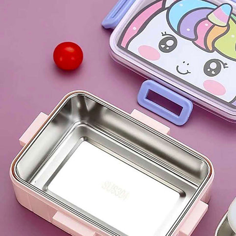 Unicorn Rectangular Stainless Steel School Lunch Box For Kids Hot & Cold Resistance Lunch Box For Boys And Girls