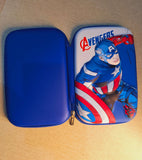 3D Captain America Pencil Case For Kids, Multi Compartment Stationery Pouch With 3D Embossed Design Cover, Kids Super Hero Stationery Pouch