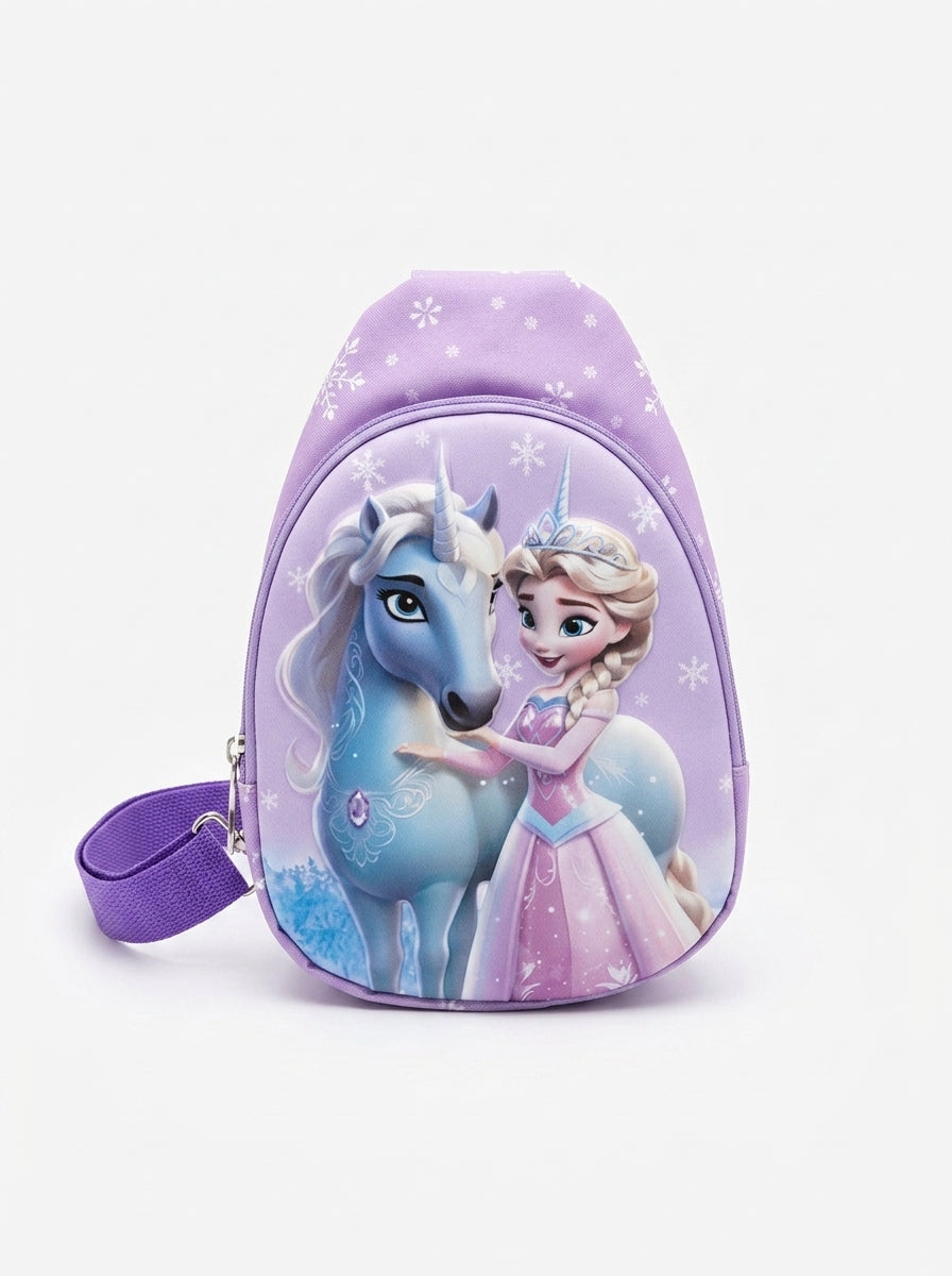 3D Unicorn/Frozen Sling Bag – Cute Kids Character Backpack