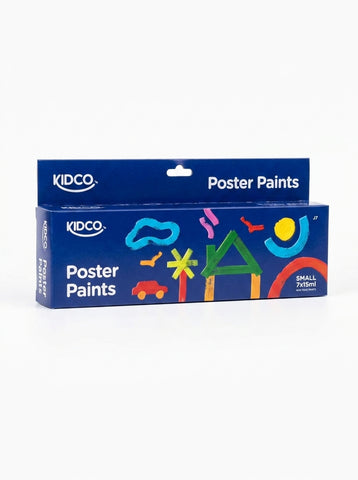 KIDCO Poster Colors | Set Of 15ML 7 Colors (6 Matte + 1 Glitter Color) with Brush