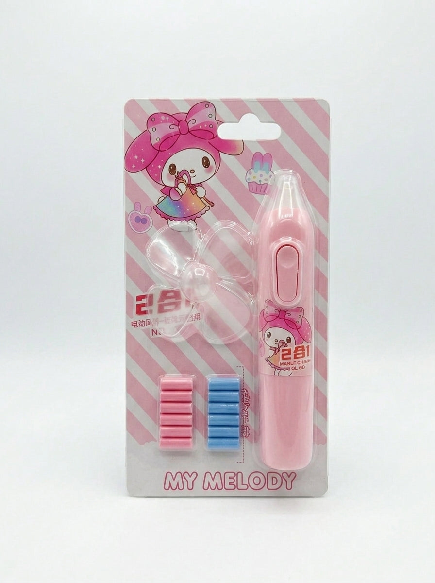 2 in 1  Portable Electric Eraser + Fan with Refills – Battery Operated