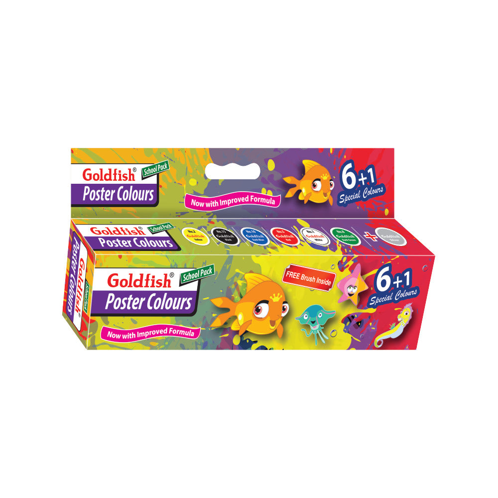 Goldfish Colors Poster Paint Set – 6 Shades + 1 Bonus Color