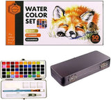 Keep Smiling Watercolor Palette Set Of 50 Colors, Solid Watercolor Paint Set With Portable Metal Box