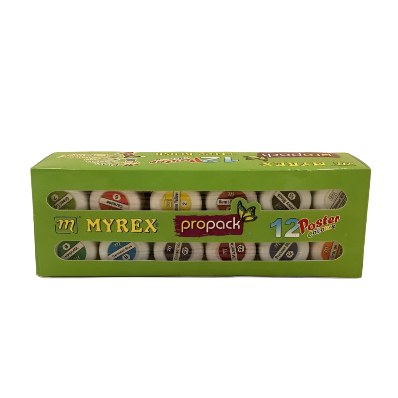 Myrex Poster Color Set – 12 Bright Paints for Kids & School Projects