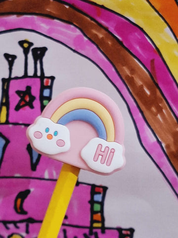 Cute Rainbow Silicon Soft Pencil Sharpener For kids Single Hole Manual Pencil Sharpener Creative Stationery For Students