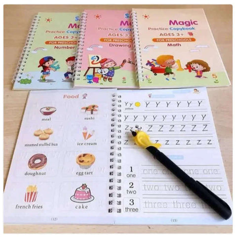 Educational Birthday Gift Pack For Early Learners, Sank Magic Practice Copybook Set With Write and Wipe Practice Books