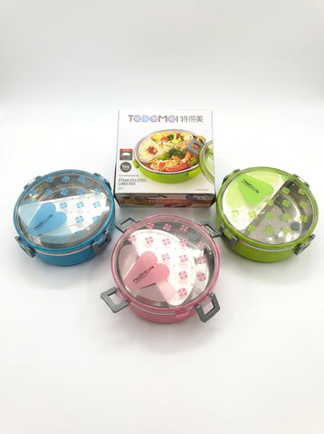 TEDEMEI Stainless Steel Circle Lunch Box for Kids and Office | High Quality Lunch Box