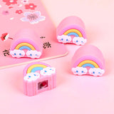 Cute Rainbow Silicon Soft Pencil Sharpener For kids Single Hole Manual Pencil Sharpener Creative Stationery For Students