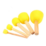 Round Foam Brush For Paint Set Of 5, Kids Painting Tools, Yellow Sponge Stipples Set For Painting and DIY Art & Craft