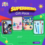 Cool Superhero Astro Stationery Birthday Gift Pack, Birthday Party Presents Astro Pouch, Sharpener, Miniature Eraser With Superhero Fancy Pencil