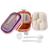 Tedemei Portable Rectangle Lunch Box With Spoon And Fork 500ml High Quality Plastic Bento Lunchbox, BPA-Free and Food-Safe Materials