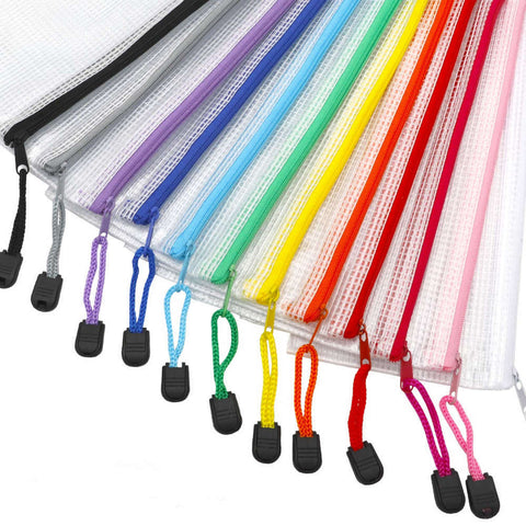 Transparent Exam Pencil Pouch Clear PVC & Mesh Zipper Pencil Pen Stationary Case For Students