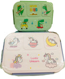 Dinosaur Plastic Lunch Box High Quality BPA Free Food Container Four Compartments Kids Bento Lunch Box