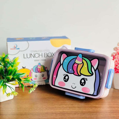 Unicorn Rectangular Stainless Steel School Lunch Box For Kids Hot & Cold Resistance Lunch Box For Boys And Girls