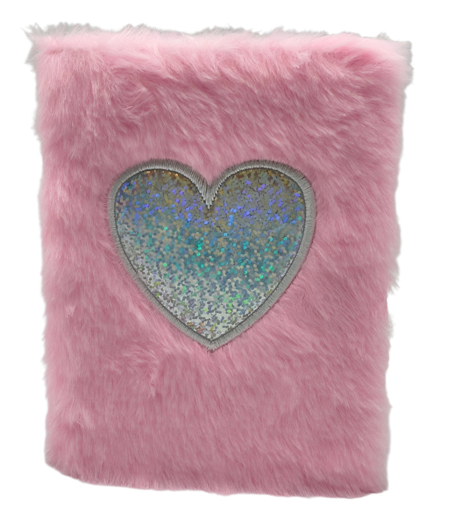 Small Heart Shape Pink Fur Textured Diary