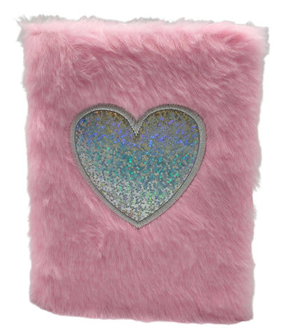 Small Heart Shape Pink Fur Textured Diary