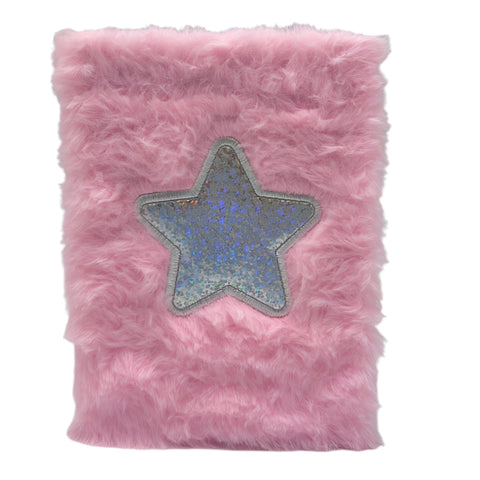Small Star Shape Pink Fur Textured Diary