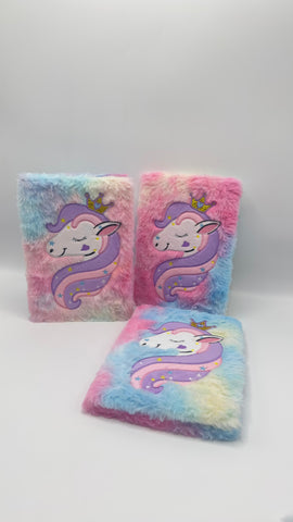 Large Unicorn Fur Textured Diary For Girls