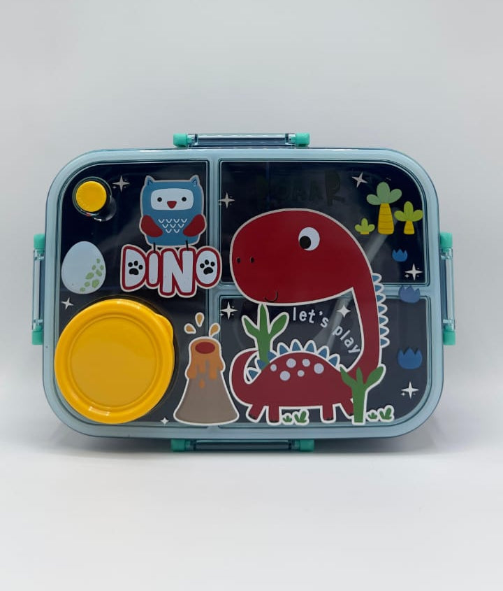 Kids Dinosaur Lunch Box with Compartments and Spoon