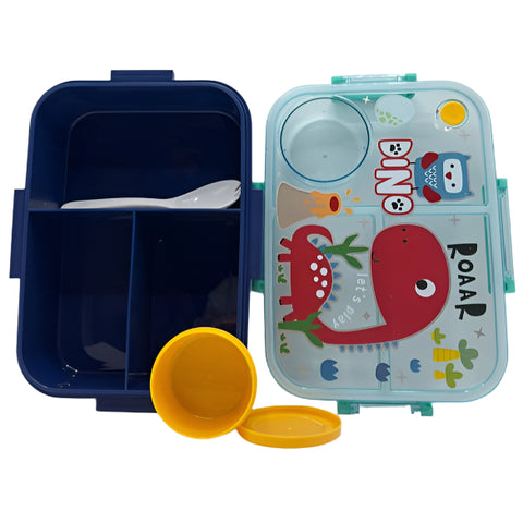 Kids Dinosaur Lunch Box with Compartments and Spoon